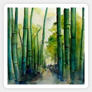 A forest of bamboo, watercolor Sticker